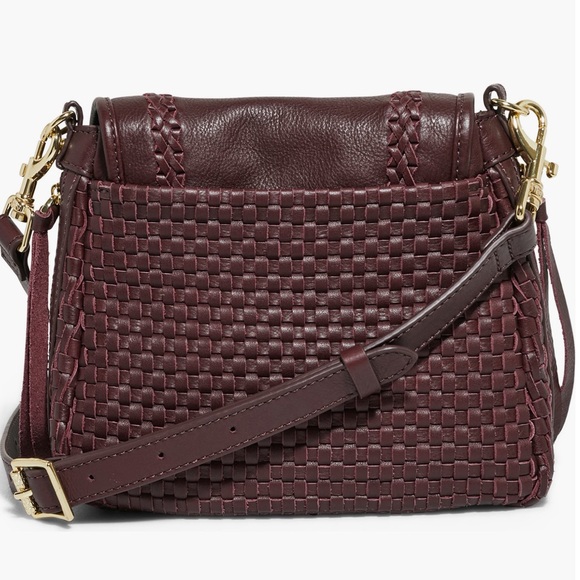 Aimee Kestenberg All For Love Mini Woven Leather Crossbody, True Plum, like new - Picture 2 of 12